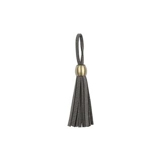 Frange pompon en cuir avec perle dorée [5,5cm] – gris, 