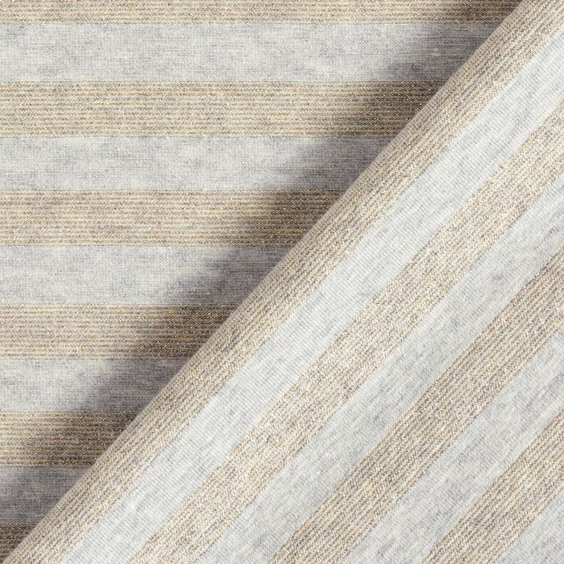 Jersey de coton chiné rayures pailletées – gris clair/or métallisé, image number 4
