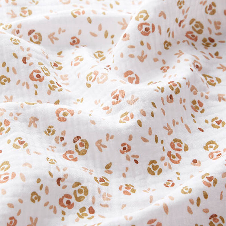 Tissu double gaze de coton Fleurs abstraites – blanc,  image number 2