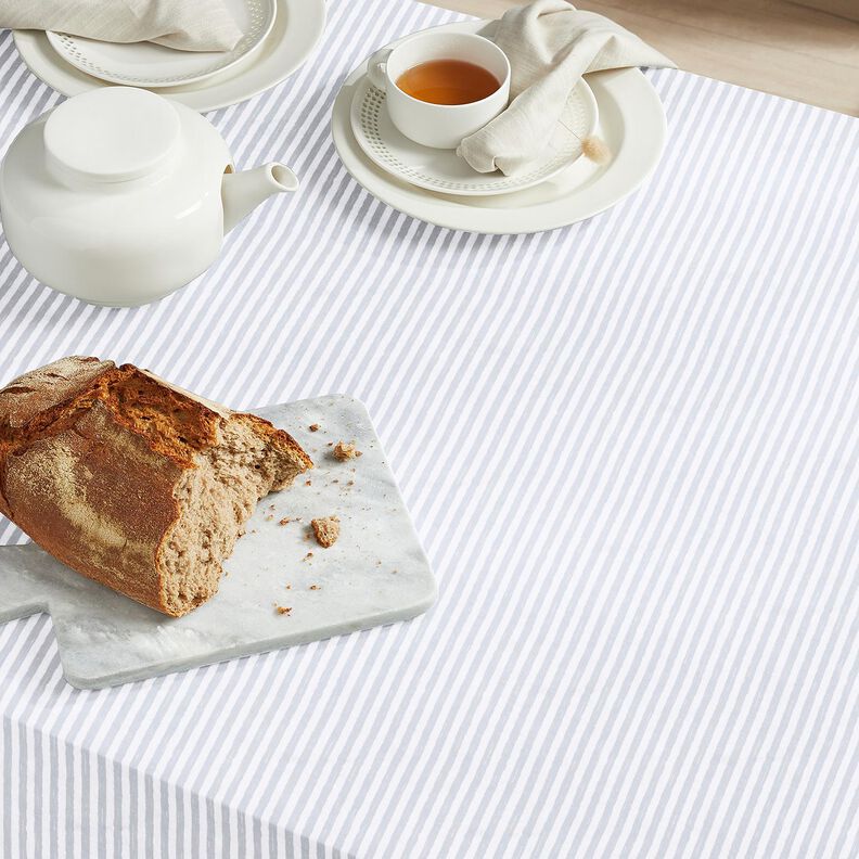 Tissu en coton Cretonne rayures décontractées – gris clair/blanc, image number 6