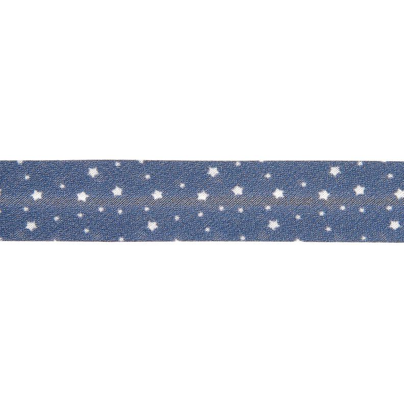 Biais étoiles Coton bio [20 mm] – bleu marine,  image number 1