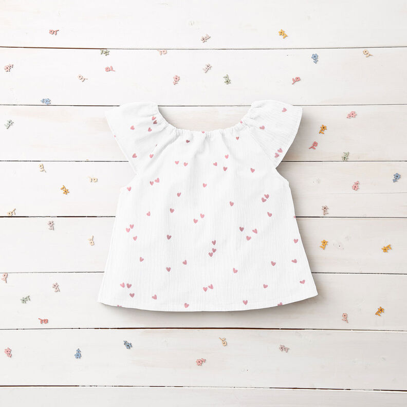 Tissu double gaze de coton Cœurs parsemés – blanc/or rose,  image number 5