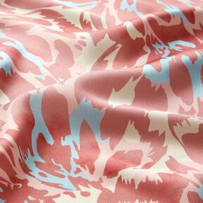 Crêpe satin pétales abstraits – vieux rose/crème, 