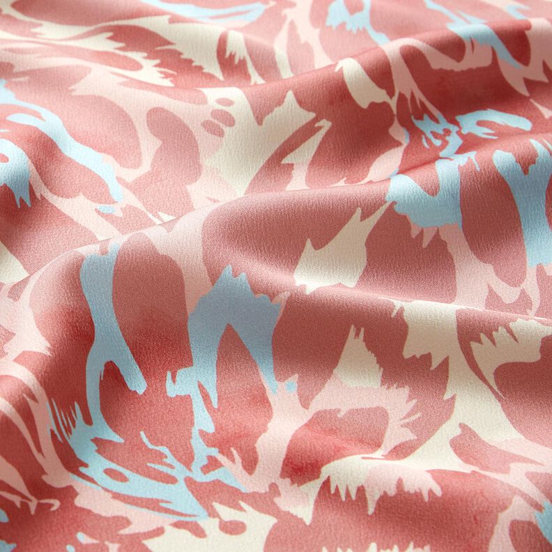 Crêpe satin pétales abstraits – vieux rose/crème,  image number 2