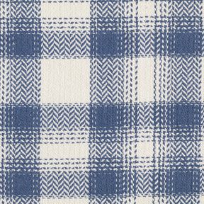 Tissu pour manteau Coton mélangé à carreaux – gris bleu/ivoire, 
