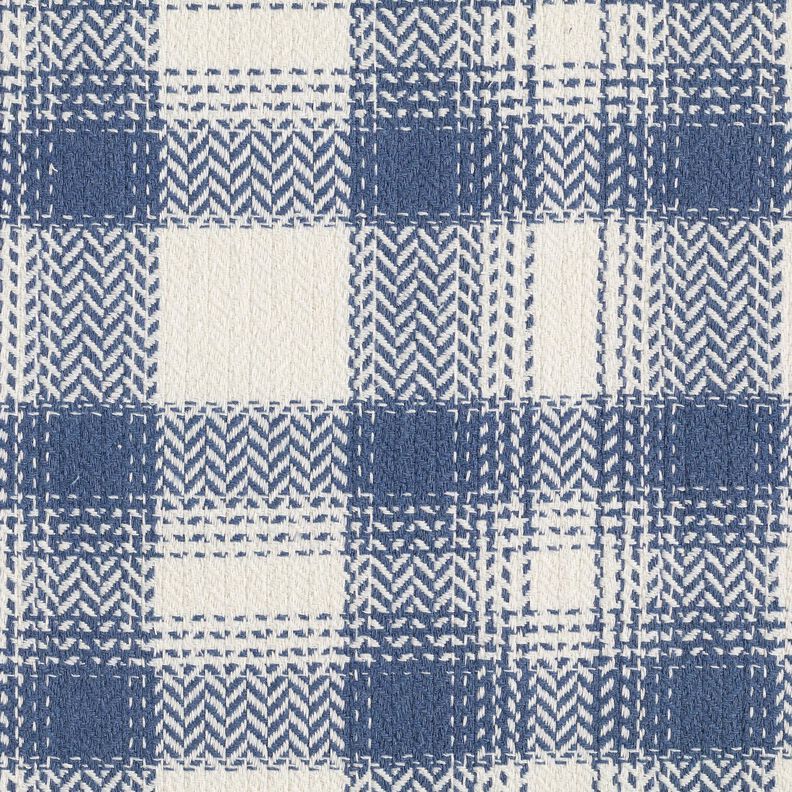 Tissu pour manteau Coton mélangé à carreaux – gris bleu/ivoire,  image number 1