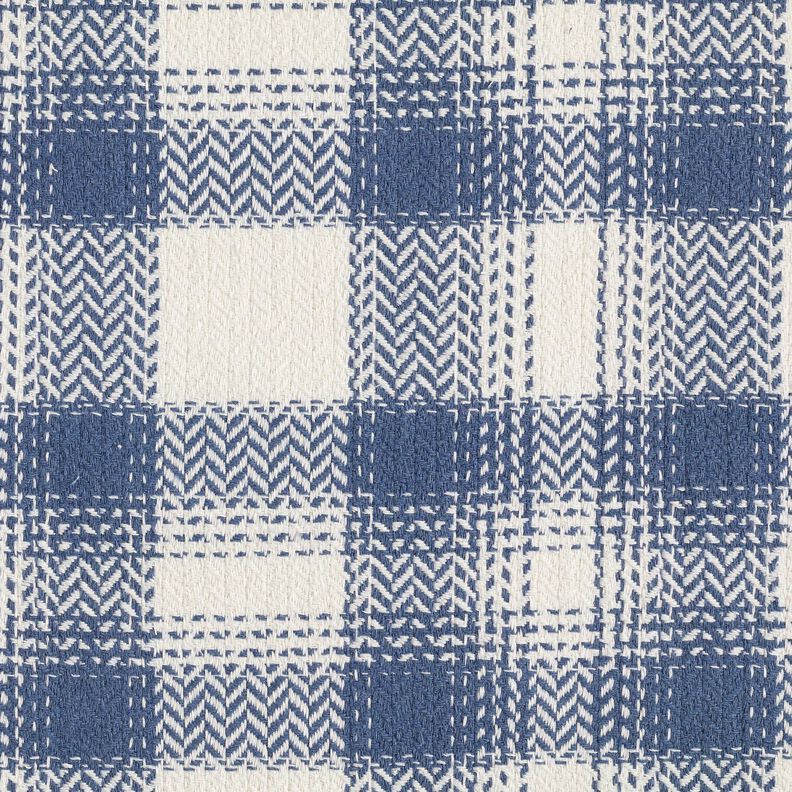 Tissu pour manteau Coton mélangé à carreaux – gris bleu/ivoire, image number 1
