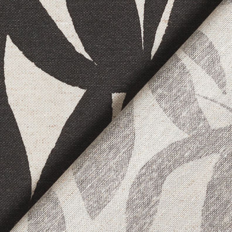 Tissu de décoration Semi-panama Feuilles sobres – noir/nature, image number 4