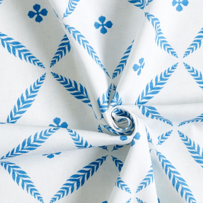 Tissu de décoration Sergé coton Losanges élégants  – blanc/bleu,  image number 3