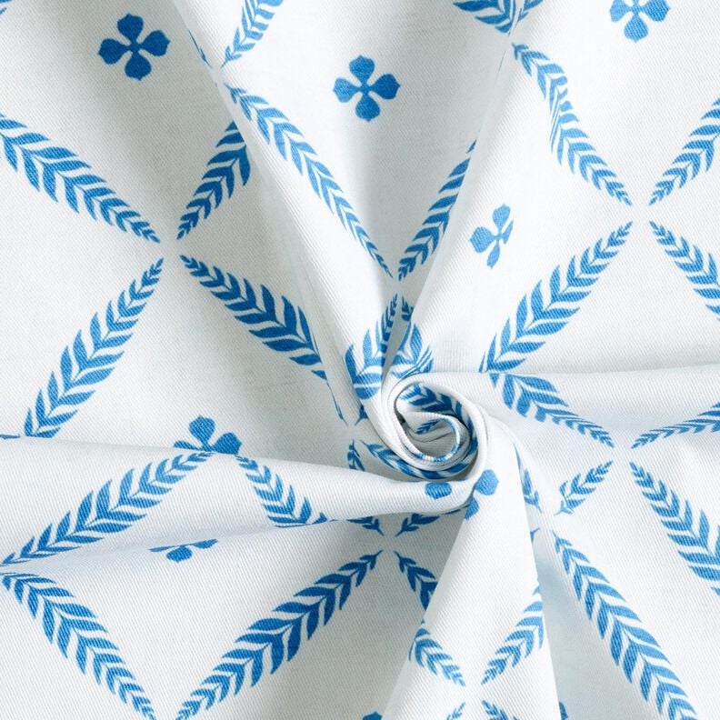 Tissu de décoration Sergé coton Losanges élégants – blanc/bleu, image number 3