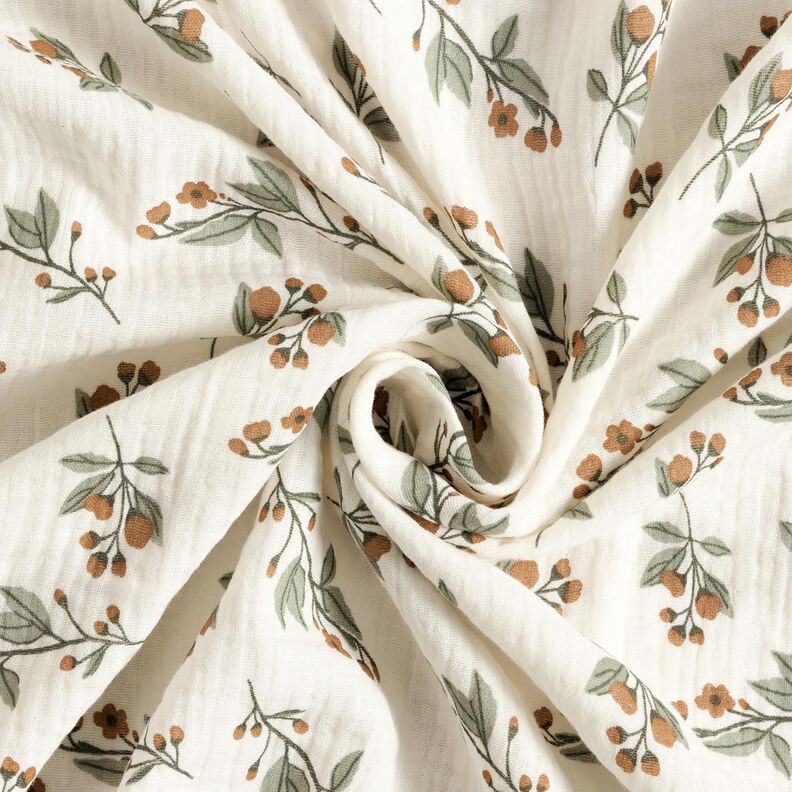 Tissu double gaze de coton Branches de fleurs | by Poppy – écru,  image number 3