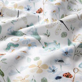 Popeline coton Vie de l'étang Impression numérique – blanc/bleu bébé, 