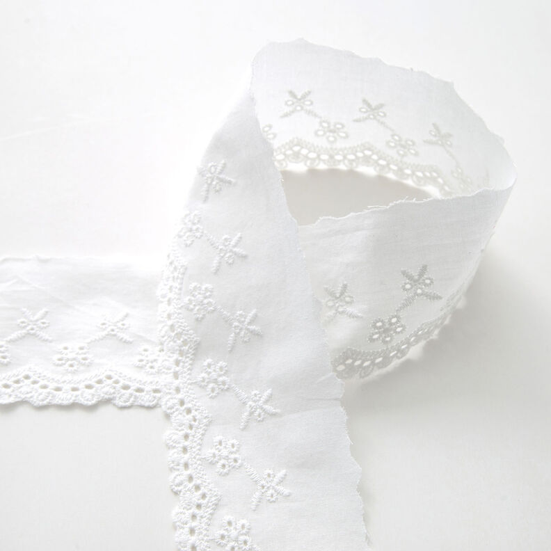 Feston de dentelle à fleurs [65 mm] – blanc,  image number 1