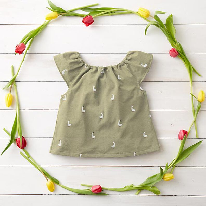 Jersey coton Jolies oies – pistache, image number 6