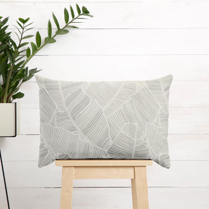Tissu d’extérieur Canvas lignes de feuilles – argent,  image number 8