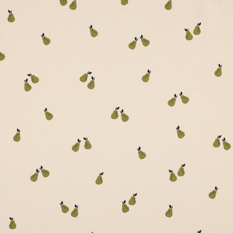 GOTS Jersey coton Poires | Poppy Fabrics – beige clair/olive clair,  image number 1