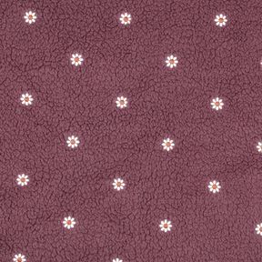 Tissu teddy Petites fleurs brodées | Poppy Fabrics – vieux rose foncé, 