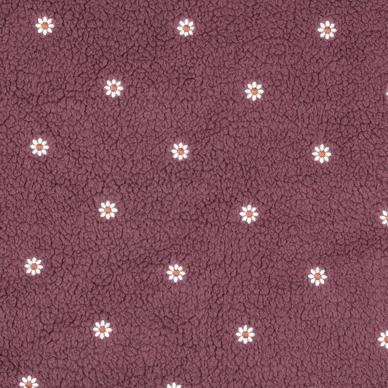 Tissu teddy Petites fleurs brodées | Poppy Fabrics – vieux rose foncé, image number 1