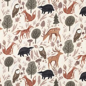 Sweatshirt gratté Animaux dans la forêt Impression numérique | Poppy Fabrics – écru, 