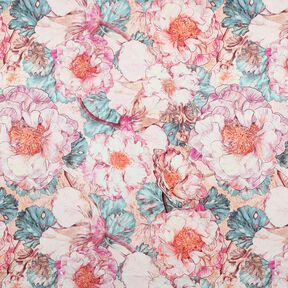 Satin de coton Japanese Anamone | Nerida Hansen – violet pastel/bleu aqua, 