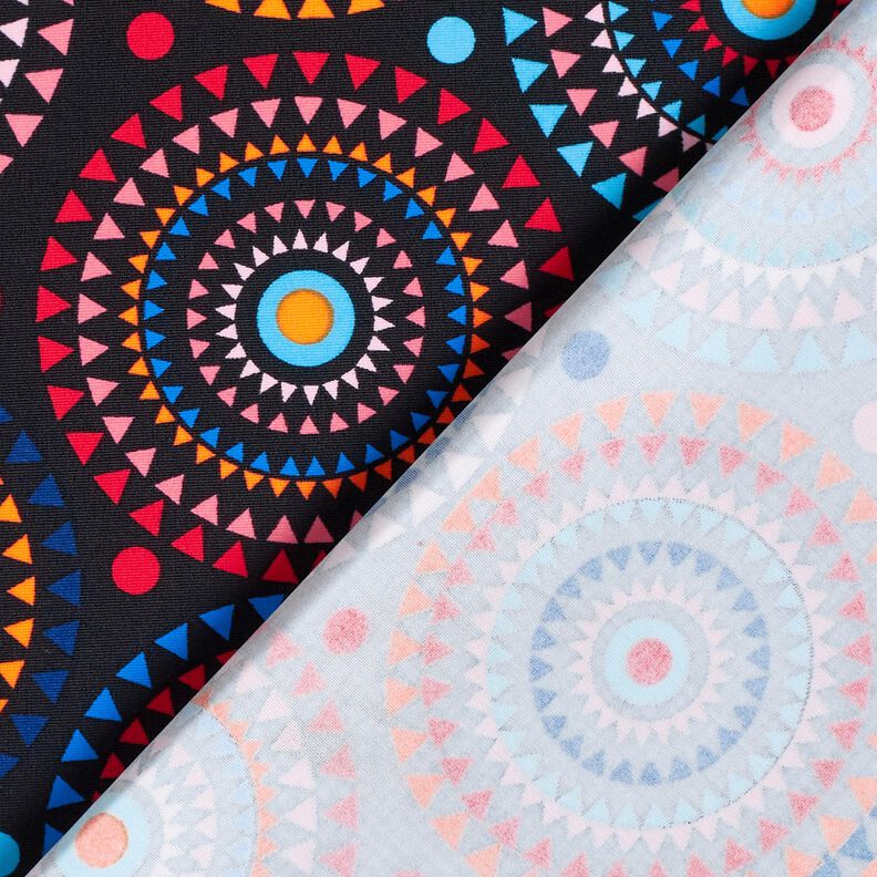 Tissus pour maillot de bain mandala – bleu noir/rouge feu,  image number 4