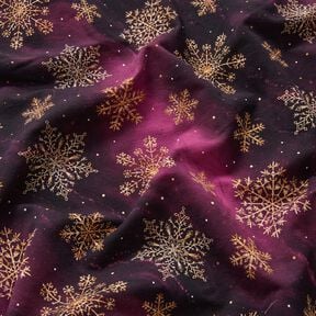 French Terry Sweat d’été Flocons de neige Voie lactée | Glitzerpüppi – aubergine/or ancien, 