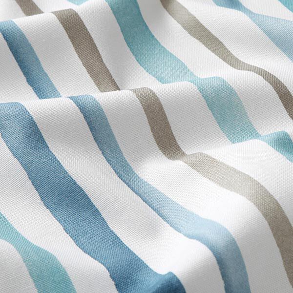 Tissu de décoration semi-panama rayures – blanc/bleu,  image number 2