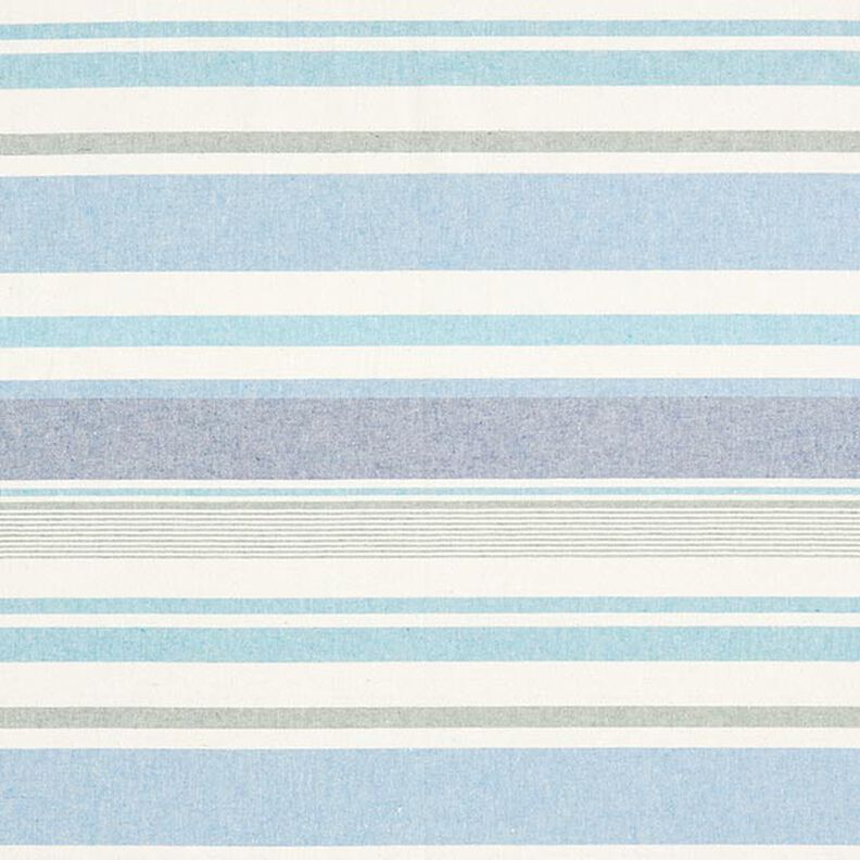 Tissu de décoration Semi-panama Mélange de rayures multicolores recyclé – bleu brillant,  image number 1