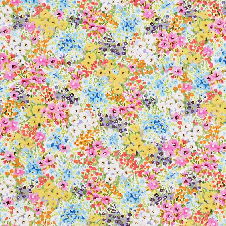 Tissu en coton Popeline Fleurs colorées – lavande/bleu,  image number 1