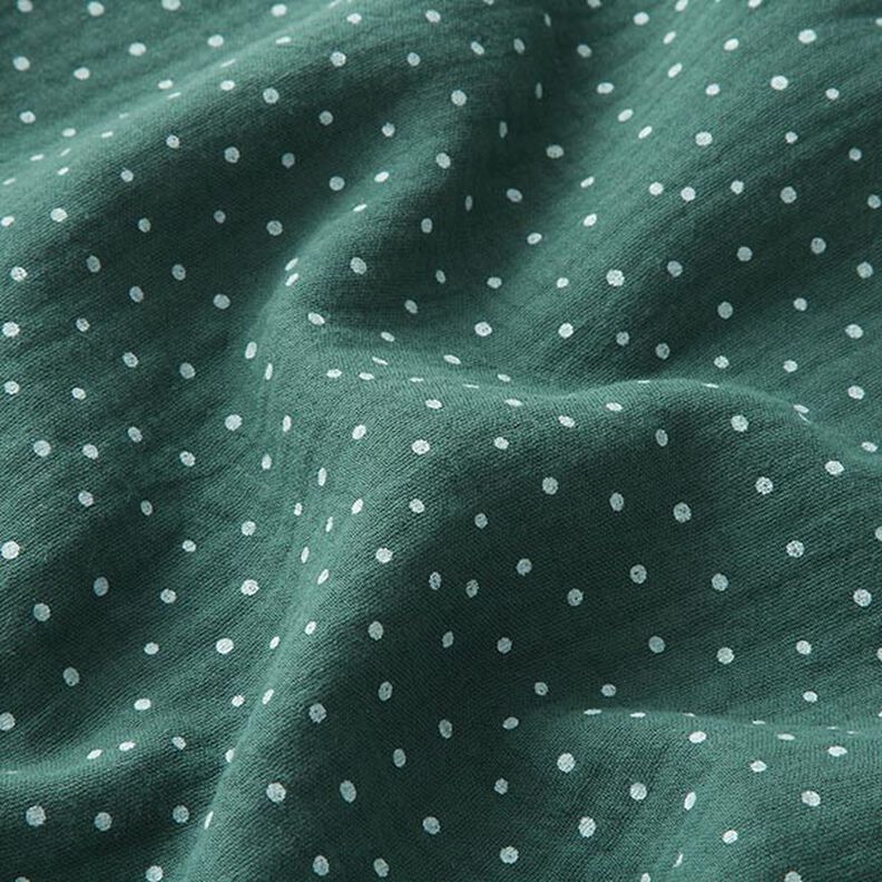 Tissu double gaze de coton Petits points – vert foncé/blanc,  image number 2