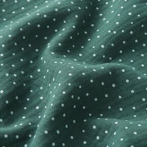 Tissu double gaze de coton Petits points – vert foncé/blanc, 