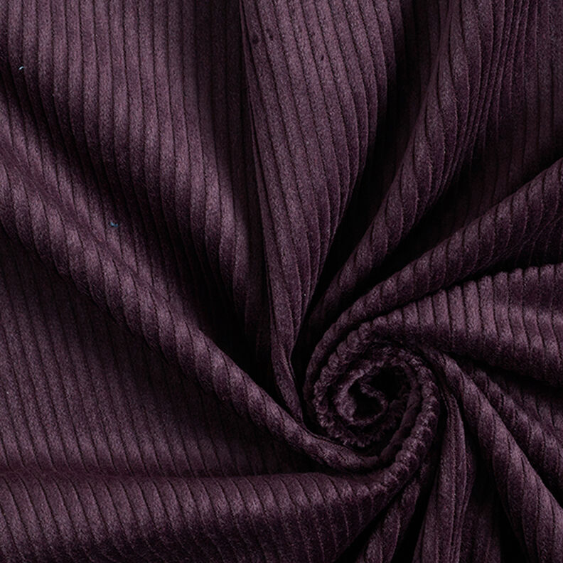 Velours côtelé large prélavé Uni – aubergine,  image number 1