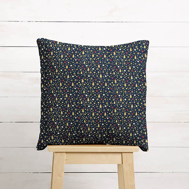 Tissu en coton Popeline Cœurs et étoiles – bleu nuit/or, image number 8