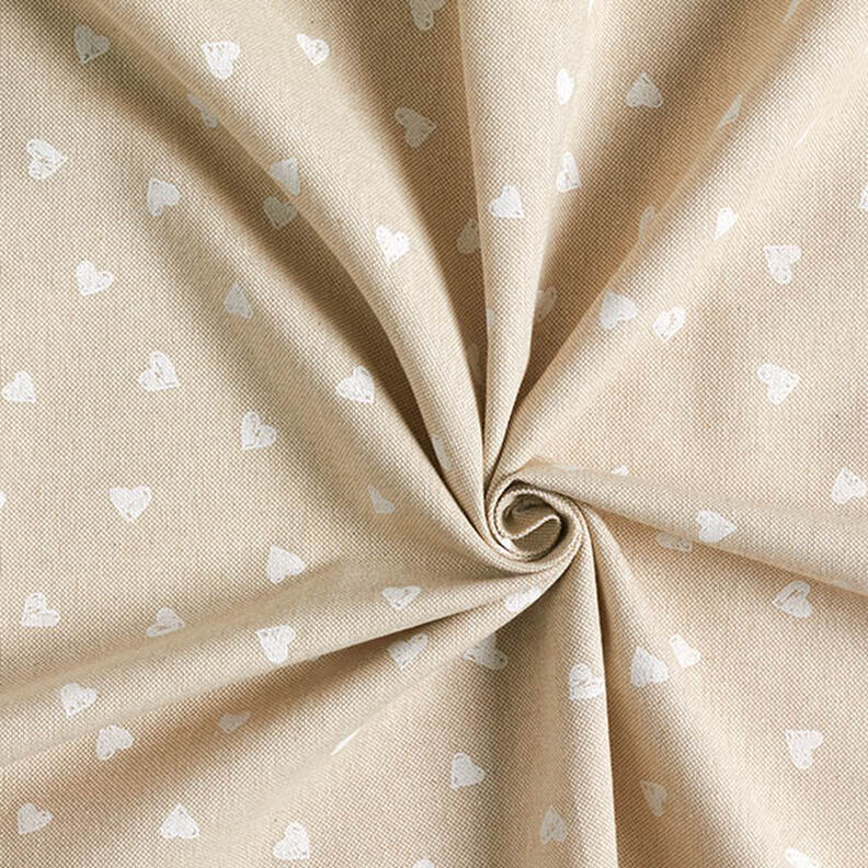 Tissu de décoration Semi-panama Petits cœurs – blanc/nature,  image number 3