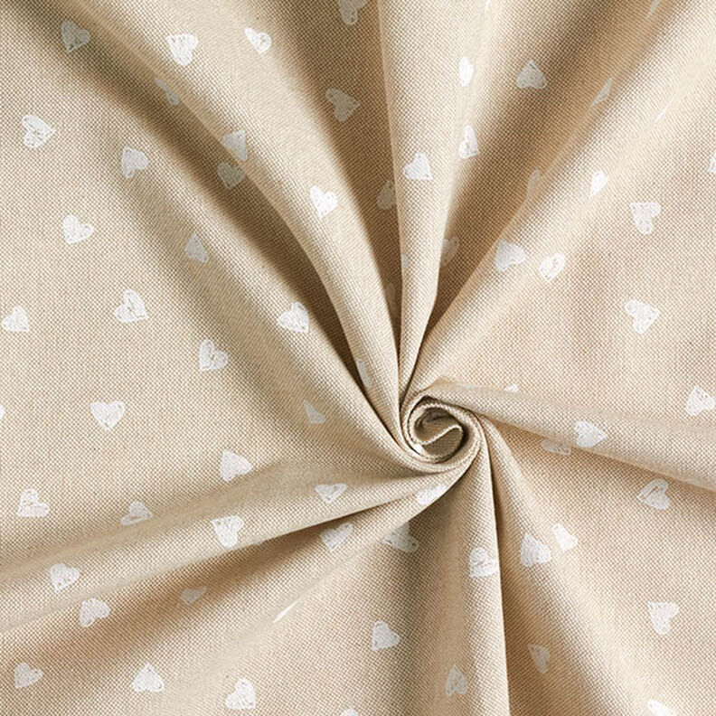 Tissu de décoration Semi-panama Petits cœurs – blanc/nature, image number 3