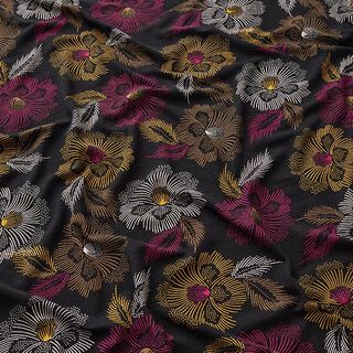 Jersey viscose feu d’artifice floral – noir/violet, 