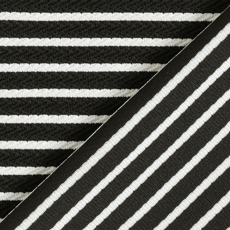 Jersey jacquard Rayures horizontales – noir/blanc,  image number 4