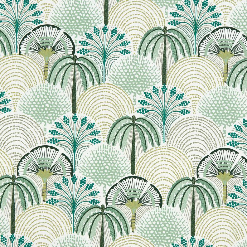 Tissu de décoration Sergé coton Feuilles de palmiers abstraites – sauge/ivoire,  image number 1