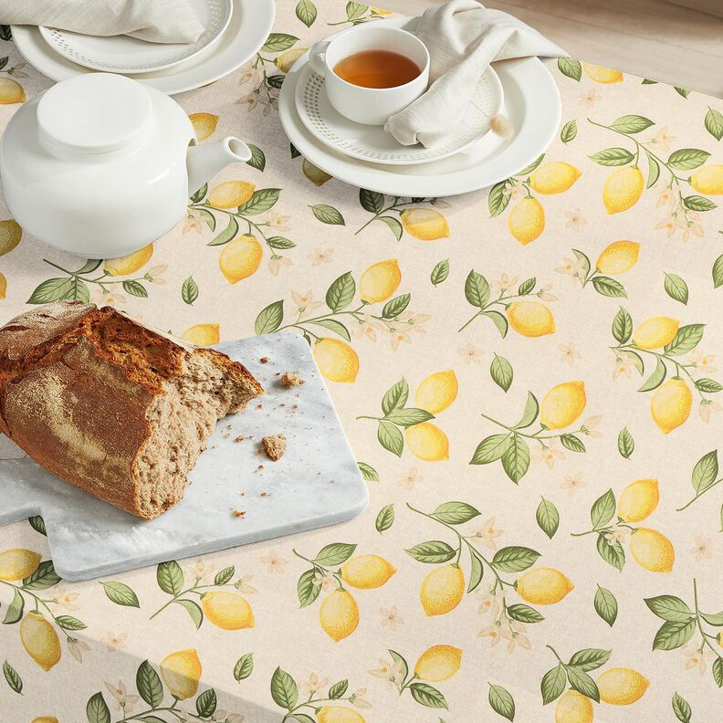 Tissu de décoration Semi-panama citronnier – nature/jaune,  image number 6