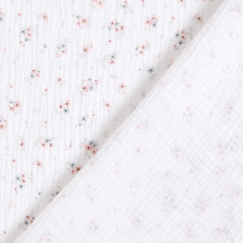 Tissu double gaze de coton fleurs romantiques – blanc,  image number 4