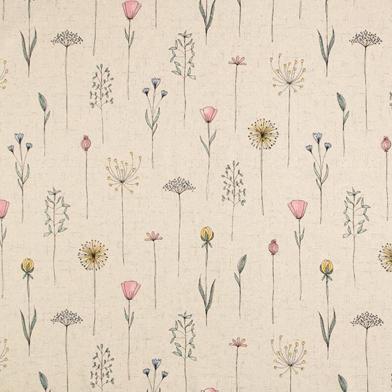Tissu de décoration Semi-panama fleurs séchées – nature/rose,  image number 1