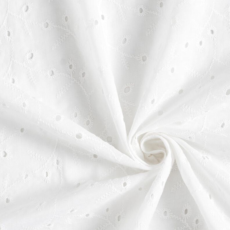 Tissu en coton Broderie ajourée vrilles de fleurs – blanc,  image number 3