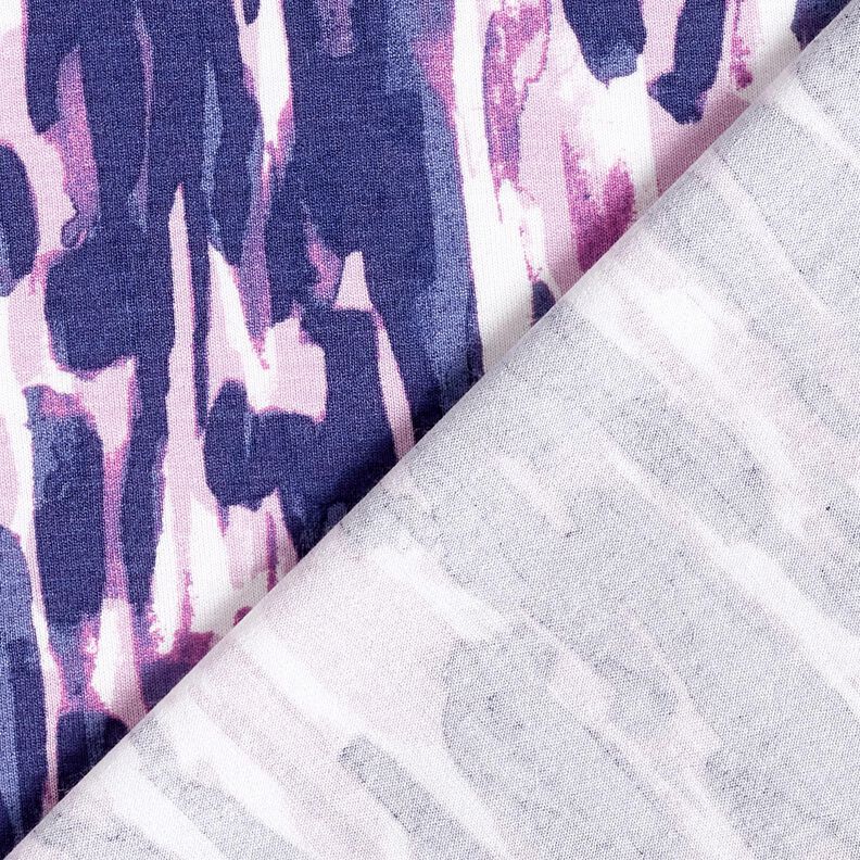 Jersey viscose Coups de pinceau – blanc/lilas bleu, image number 4