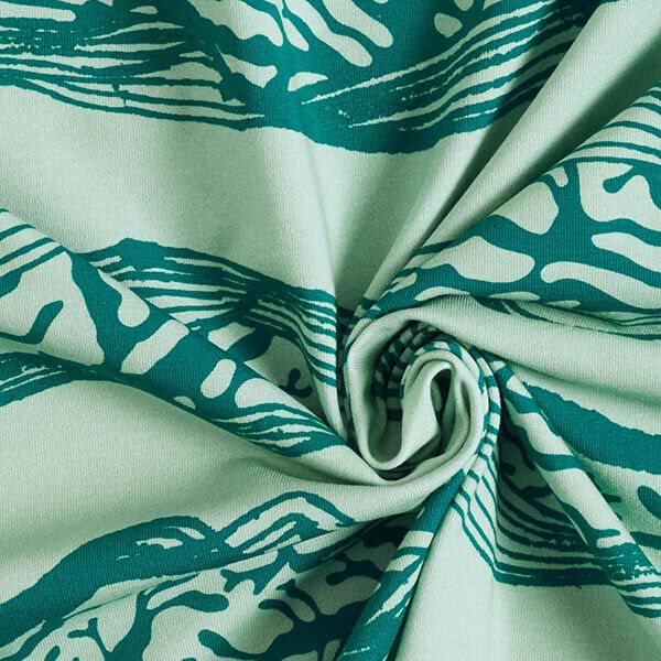 Jersey coton GOTS Vagues | Tula – vert pastel,  image number 3