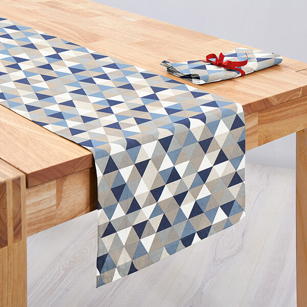 Tissu de décoration Semi-panama Triangles – bleu,  image number 8