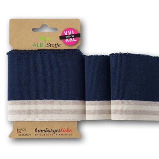 GOTS Bord-côtes CUFF ME COLLEGE [ 140 cm | 7,5 cm ] | Albstoffe – bleu marine/beige, 