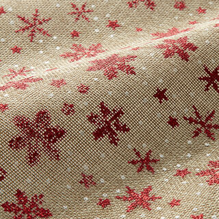 Tissu de décoration Aspect jute Cristaux de neige – dune/rouge, 