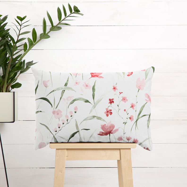 Tissu de décoration Semi-panama Freesias – ivoire/rose clair,  image number 6