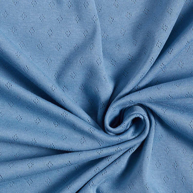 Jersey maille fine Motif à trous – bleu,  image number 3