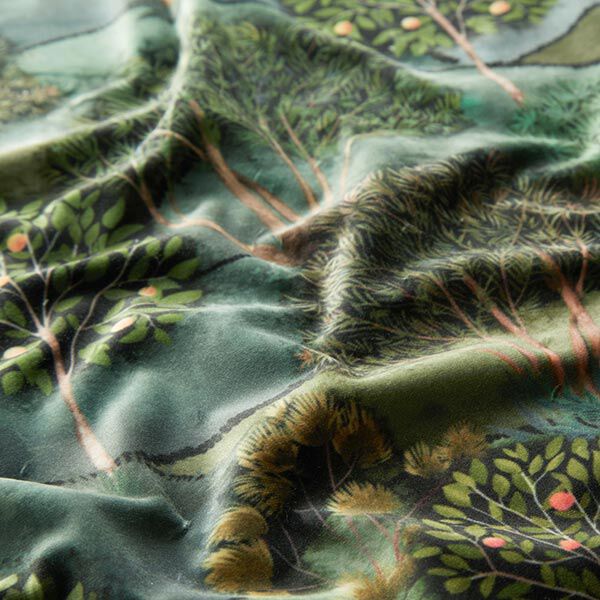 Tissu de décoration Velours Paysage – vert foncé/pétrole,  image number 2